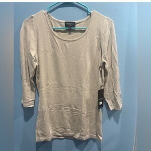 RONDINA Straw Colored Cream Top Sz M NWT MSRP $175
